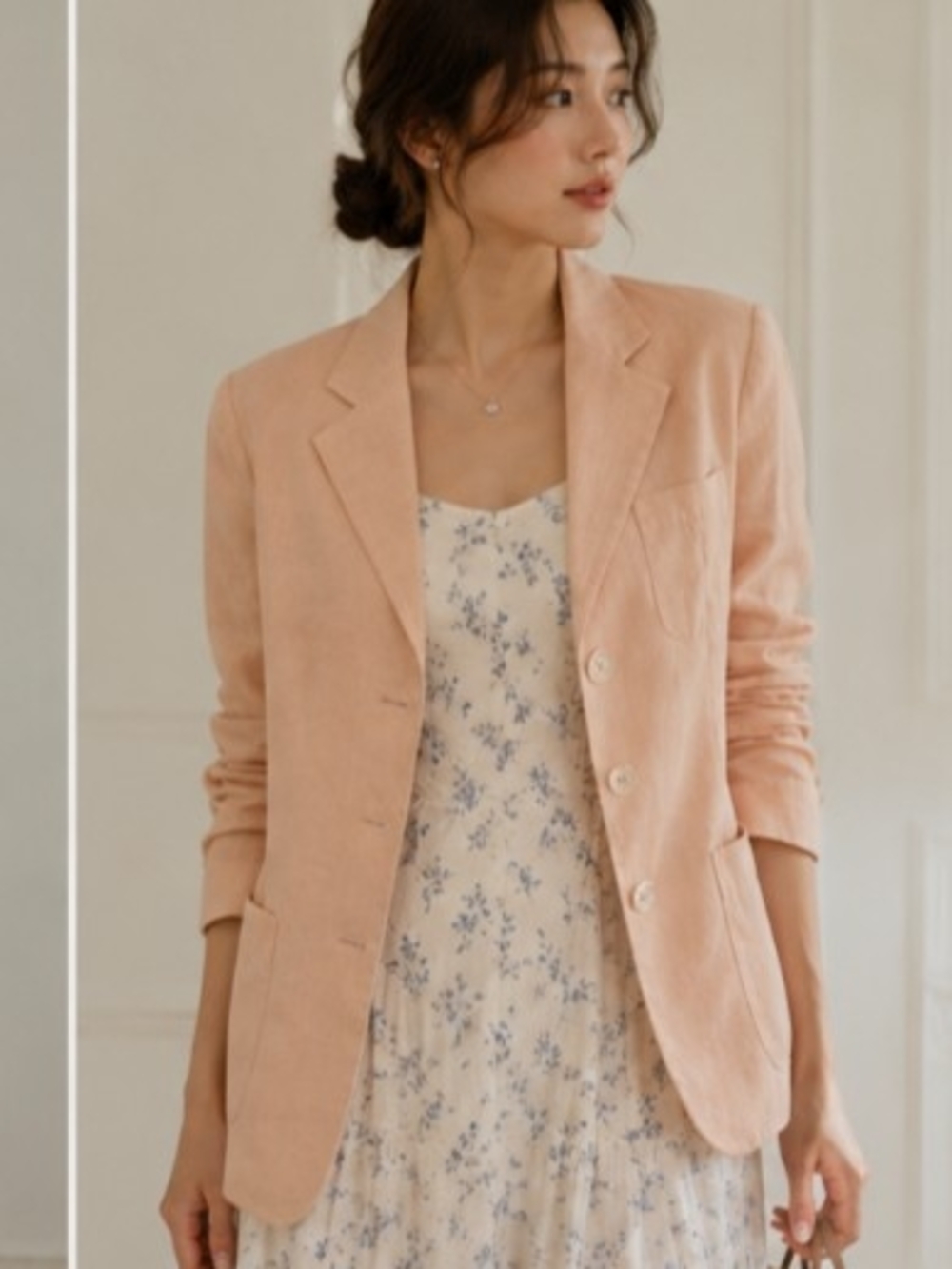 Lauren Ralph Lauren Peach Tailored Single-Breasted Blazer